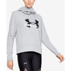 Under Armour Women's Fleece Logo Hoodie Gray Black White XL